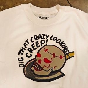 Mens Medium White Short Sleeve “Dig That Crazy Looking Creep” T-Shirt Retro
